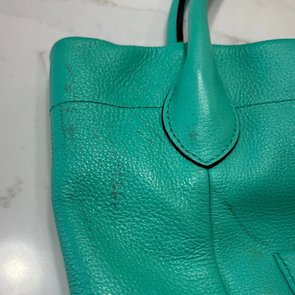 Dooney & Bourke Turquoise Leather Shoulder Bag with Gold Hardware - Picture 13 of 17
